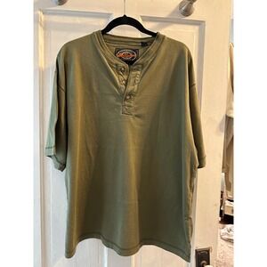 Skater Y2K Dr. Lucky's  Mens Olive Green Cotton Henley T Shirt XL Short Sleeve